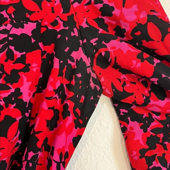 Diane Von Furstenberg Button Front Red Pink Black Shirt Dress - Picture 7 of 7